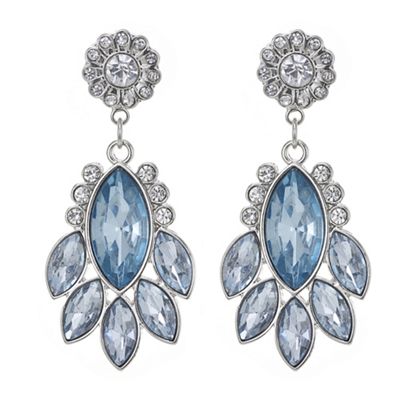 Blue crystal flower drop earring